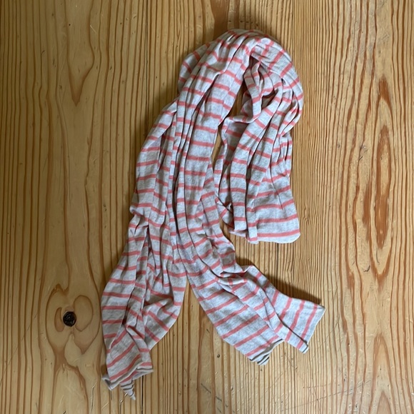 J. Crew peach & cream striped scarf jersey knit scarf pink stripes wrap - Picture 2 of 5